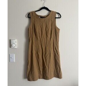 VTG Carole Little Y2K Linen Dress Size‎ 14 Large Tan Camel Summer Lagenlook Boho